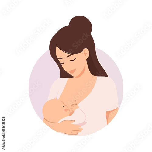 Loving Mother Breastfeeding Baby Illustration Vector