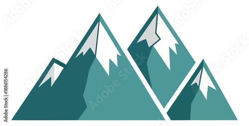 Geometric mountain set featuring snow-capped peaks for nature and adventure designs