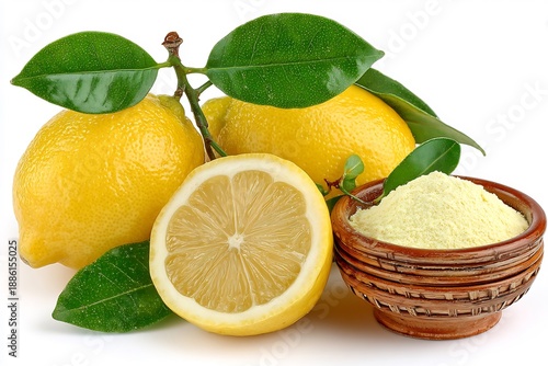 Wallpaper Mural Zesty Lemons Powdered sunshine and fresh citrus delight on white. Torontodigital.ca