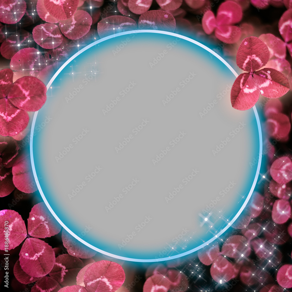 Obraz premium Red neon clover frame png