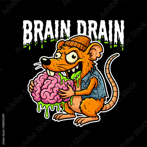 Wallpaper Mural Scary Rat Eating Pink Human Brain Torontodigital.ca