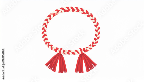 Martenitsa Bracelet Close-Up Vector Bulgarian Spring Tradition