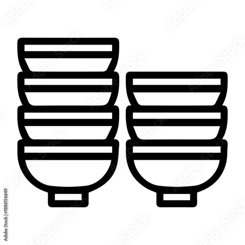 Stacked Bowls Outline Icon