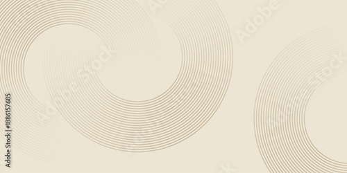 Abstract background with lines and waves. Web banner size.Circle for design. Vector background for brochure, booklet, flyer, poster. Brown and beige gradient. Coffee, cafe