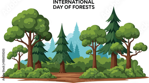 International Day of Forests Nature's Celebration with Lush Trees and Verdant Foliage