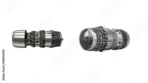 Jet engine on transparent background