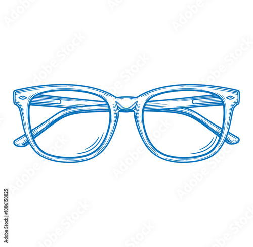 blueillustrationofglasseswithclearlensesandframesisolatedonwhitebackground