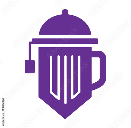 French coffee press brewing filter icon graphic symbol