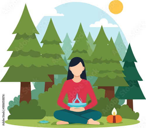 Meditating Amidst Nature's Embrace A Peaceful Journey of Mindfulness and Serenity