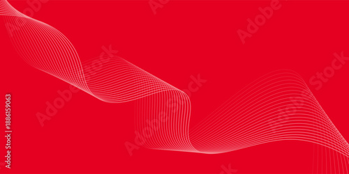 Abstract background with lines and waves. Medium banner size. Element for design. Vector background for brochure, booklet, flyer, poster. Red and white gradient. Love, Valentine's Day