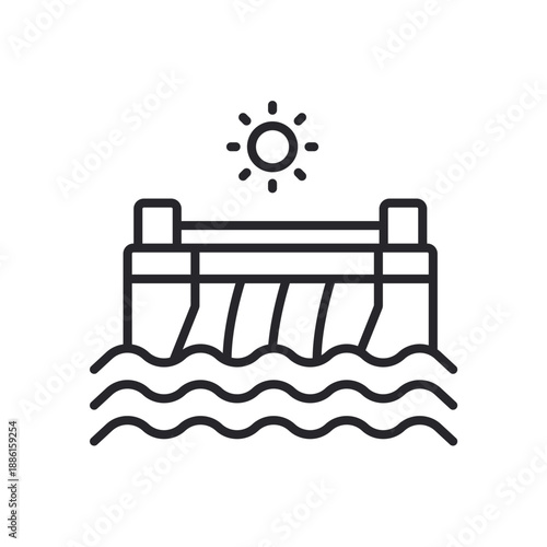 hidropower icons outline and Flat Style,transparent background