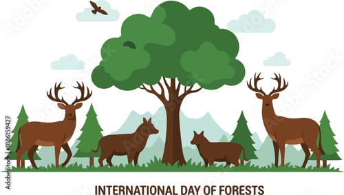 Celebrating International Day of Forests A Vibrant Illustration of Nature's Beauty and Biodiversity