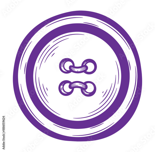 Purple button icon with two holes in the center and circular border