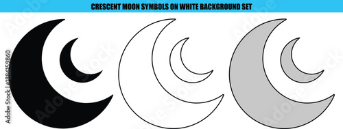 Crescent Moon Symbol on White Background