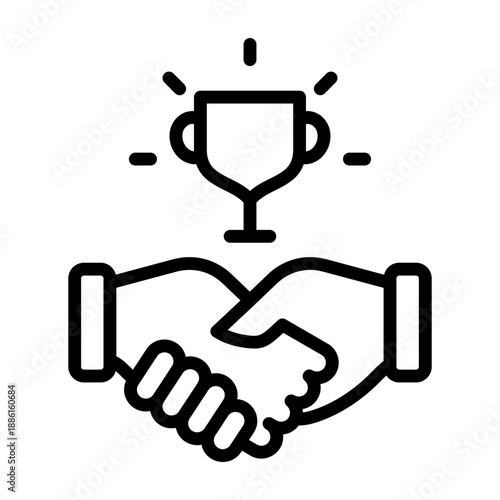 Deal Won Icon - Black Outline