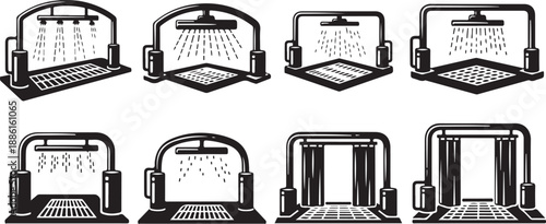 Shower Heads with Various Water Spray Patterns Illustrated