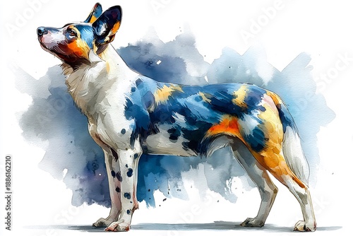Wallpaper Mural Watercolor Dream  Painted Dog Standing Proud. Torontodigital.ca