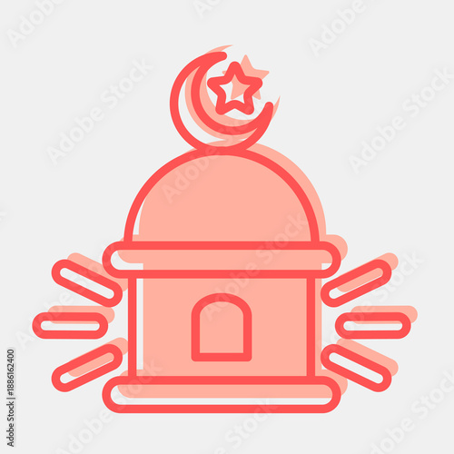 Icon call to prayer. Ramadan kareem elements. Icon in two tone style.