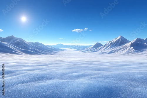 Wallpaper Mural Winter Dream Snowscape with Mountains under a Sunny Blue Sky. Torontodigital.ca