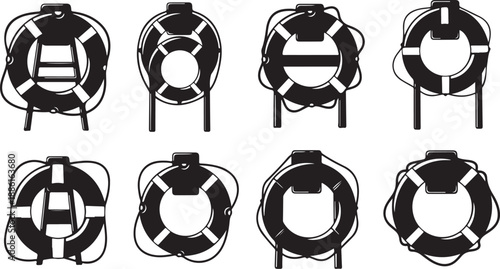 Set of lifebuoy icons in different styles and designs