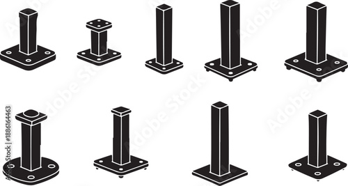 Bolts and screws in various orientations and shapes illustration set