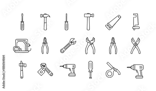 Tools silhouette icon collection with working instruments and repair symbols vector