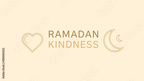 Ramadan Kindness: A Heart and Crescent Moon Symbolizing Compassion and Islamic Celebration.