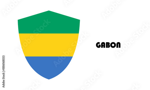 Gabon flag in shield shape with high quality Free Download Gabon flag in shield shape with high quality - GFXLoad