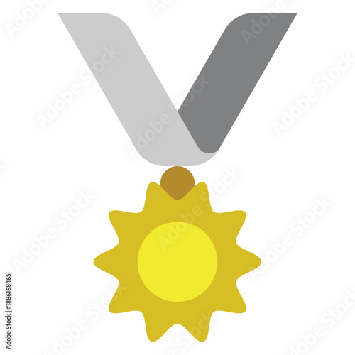 Flat medal award icon for winners, honor, and achievement.