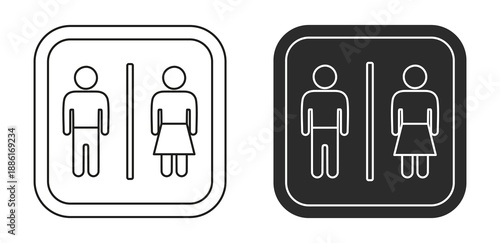 Unisex toilet icon set white style collection 