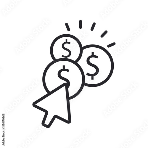 pay per click icons outline and Flat Style,transparent background