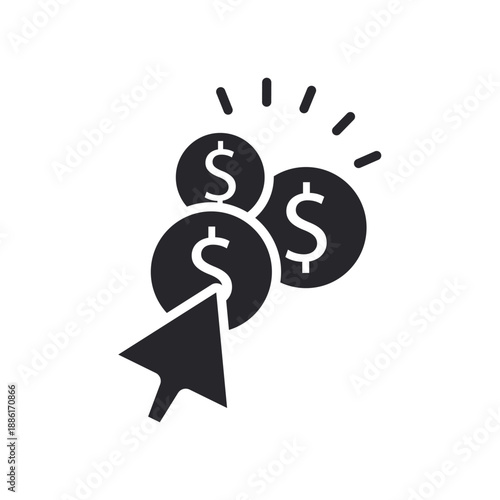 pay per click icons outline and Flat Style,transparent background