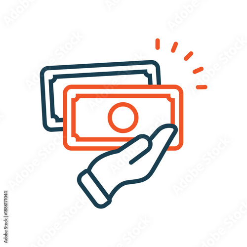 earning icons outline and Flat Style,transparent background