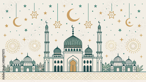 Elegant mosque illustration for Ramadan celebration