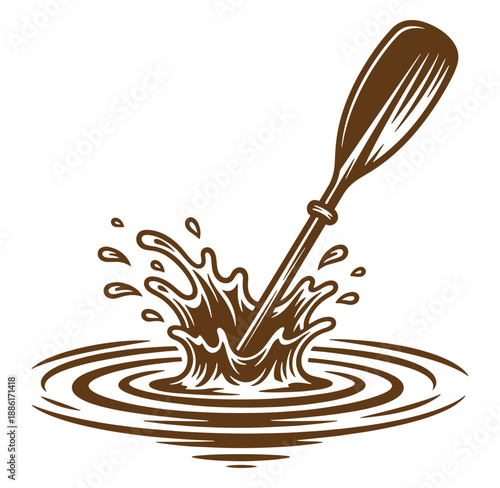 Spoon stirring liquid with splashing effect isolated on white background