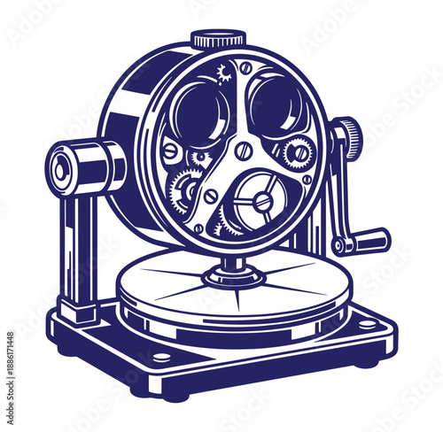 Vintage film projector on a white background for presentations