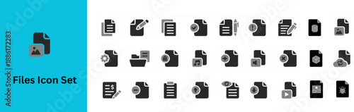 Silhouette vector of files icons set. files solid icon set. 