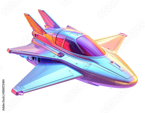 Wallpaper Mural Futuristic, iridescent spacecraft with sleek design, isolated on black Torontodigital.ca