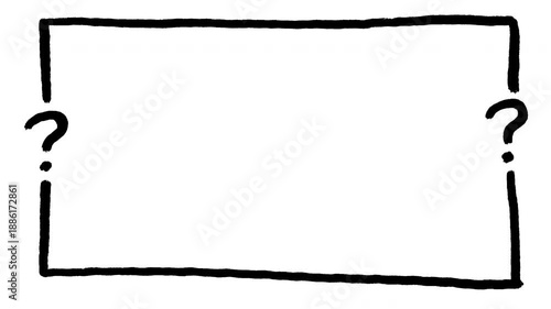 Hand drawn rectangular frame with question marks animation, perfect for educational content, social media stories, and interactive presentations. 4K video