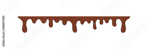 Flat vector illustration of melted dark chocolate dripping down, isolated on white background. Perfect for dessert, bakery, and cocoa-themed designs