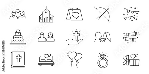 Wedding and Celebration Icons - A Collection of Symbols for Events and Ceremonies
