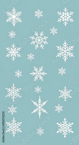 Snowflake Pattern on Blue Background - Winter Holiday Design.