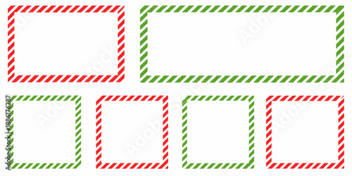 A series of green and red dashed rectangles arranged in two rows