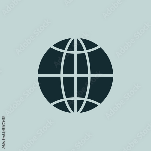 Universal world globe sphere icon in flat style, earth planet sign for international business, logistics, and communication