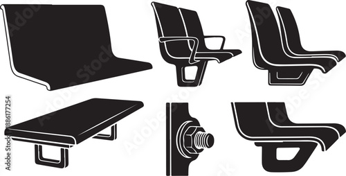 Modern chair and bench designs in black and white