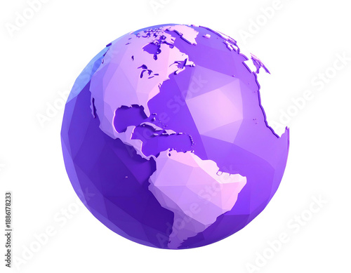 Wallpaper Mural Low-poly purple 3D Earth globe with continents, black background Torontodigital.ca