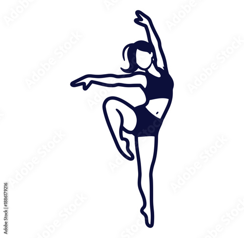 Elegant silhouette of a woman in active pose representing fitness and graceful movement