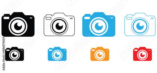Photo Camera Icon Set Vector Illustration Collection in Flat and Outline Style for Photography Design,camera icon vector outline symbol or illustration