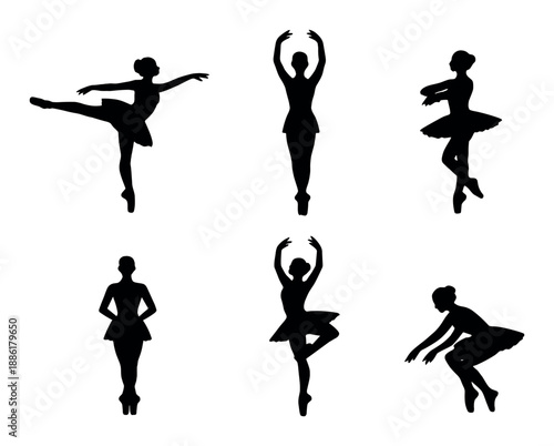 Ballet silhouettes: graceful ballet poses and dance movements