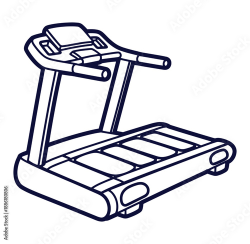 Minimalist outline illustration of a treadmill exercise equipment for fitness and workout activities